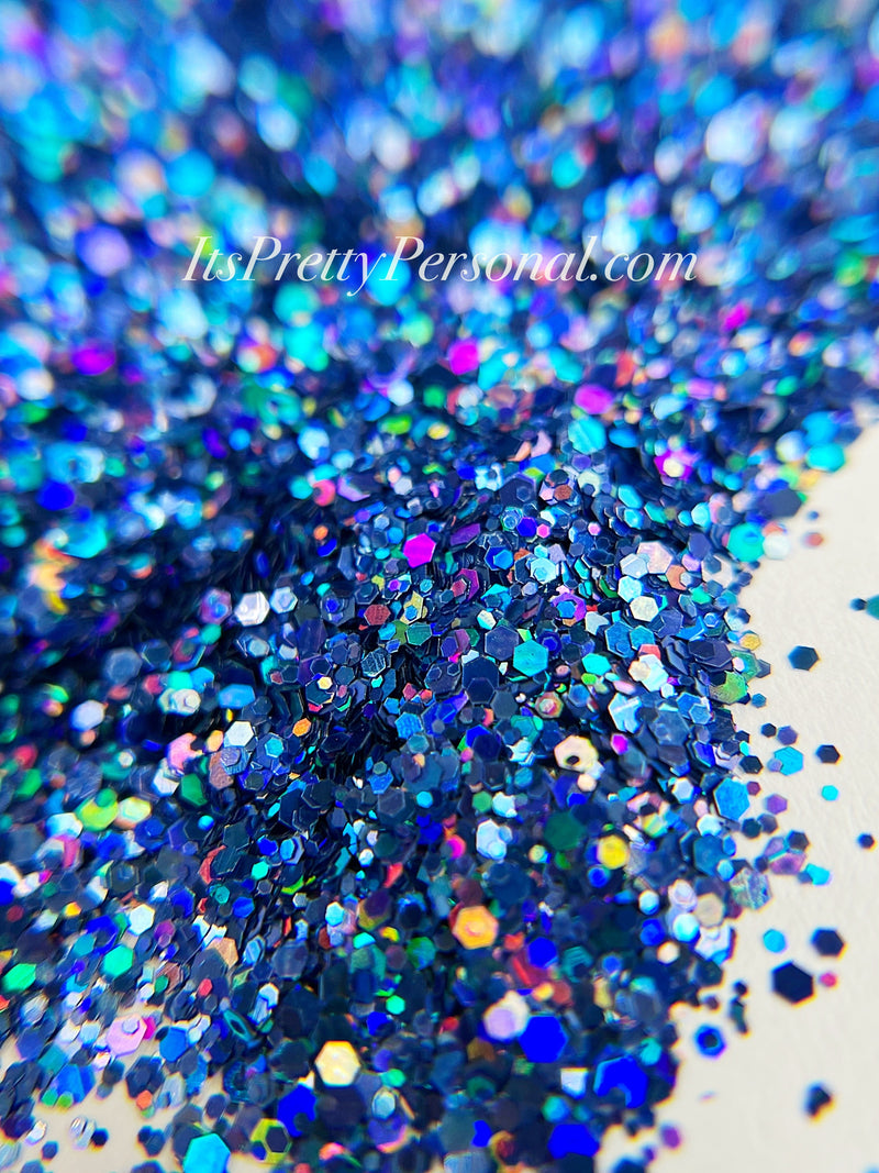 SCHMedium Cut- "Denim Blues" - Blue Holographic Glitter