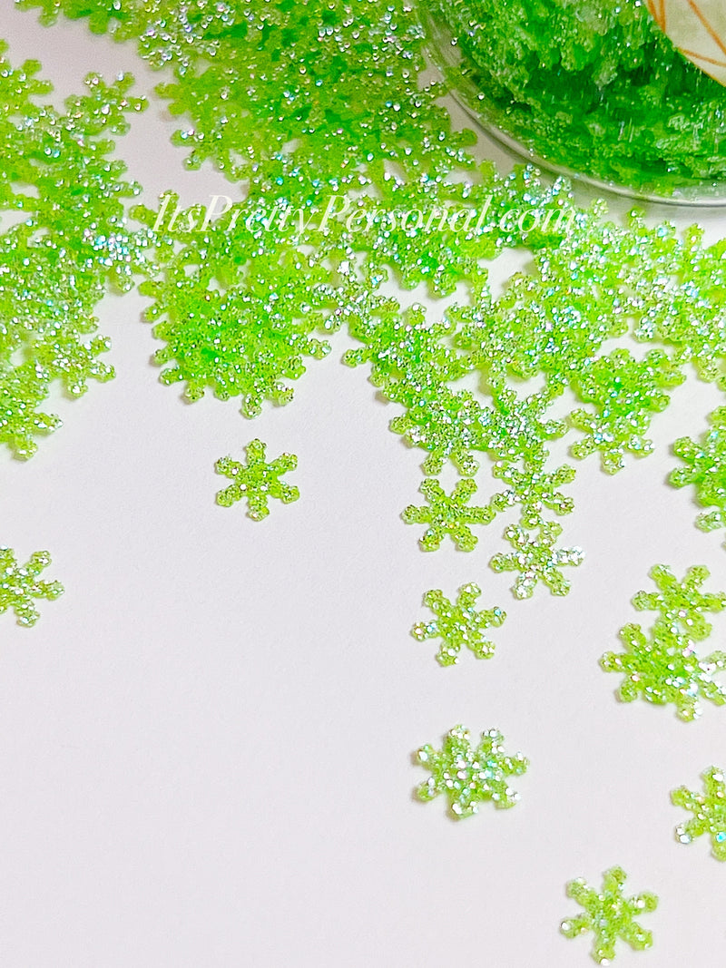 “Green Snowflakes” - Glittered Glitter Collection 6mm size