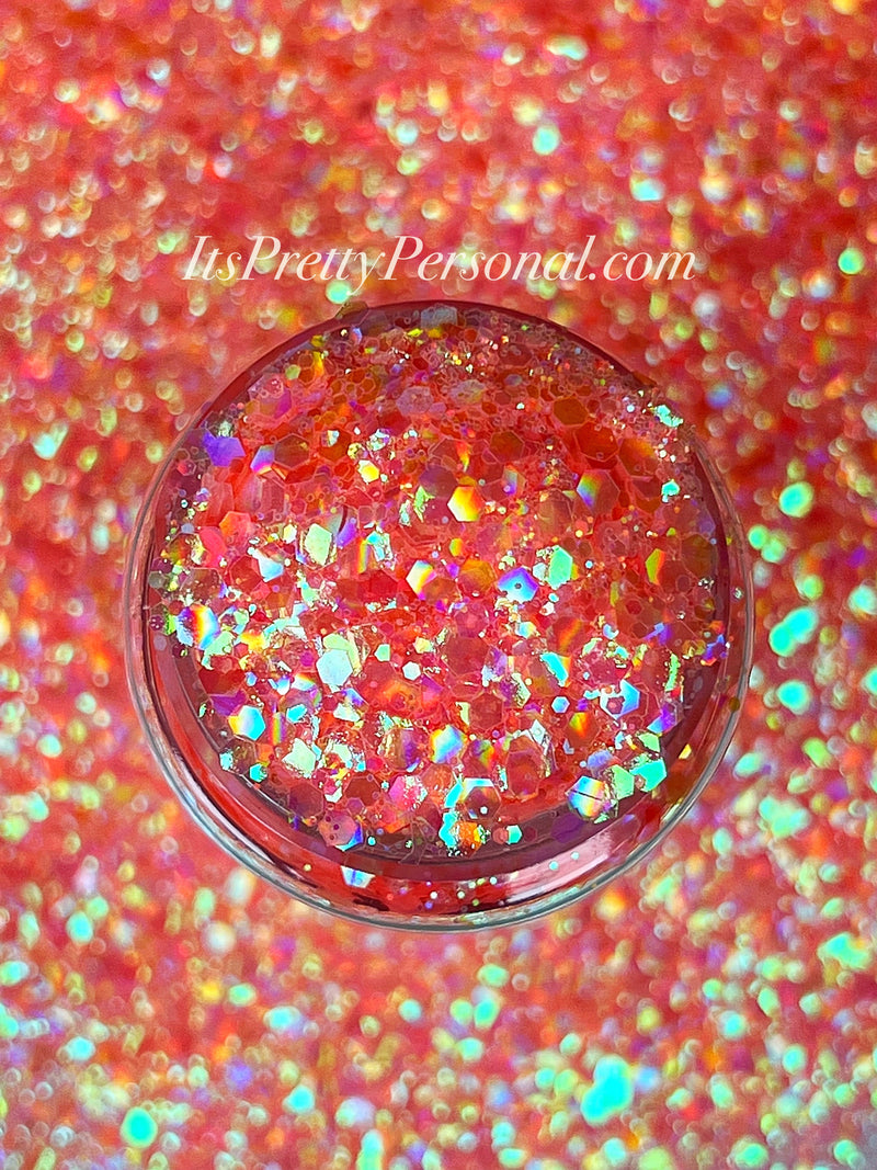 “Coral Charm XL"- Prism Princess- Holographic Coral Glitter