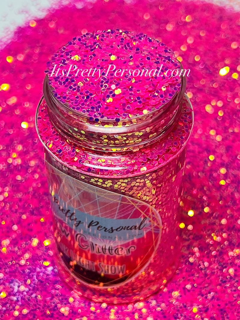 “MINI PINK Light Show”-GLOW Glitter-Mini Cut (Medium Cut)