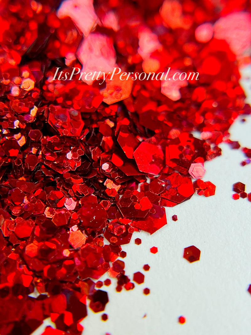 "Scarlet Celebration XL" -PARTY HOLOGRAPHIC- Red Holographic Glitter