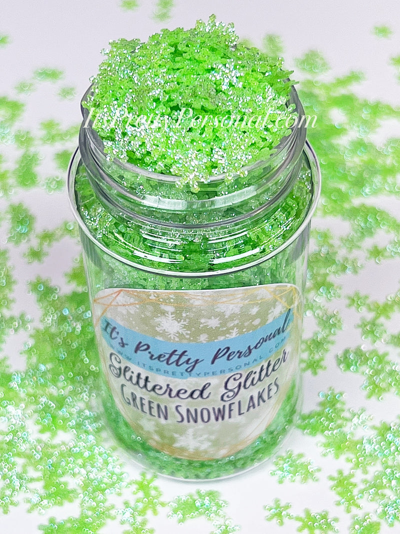 “Green Snowflakes” - Glittered Glitter Collection 6mm size