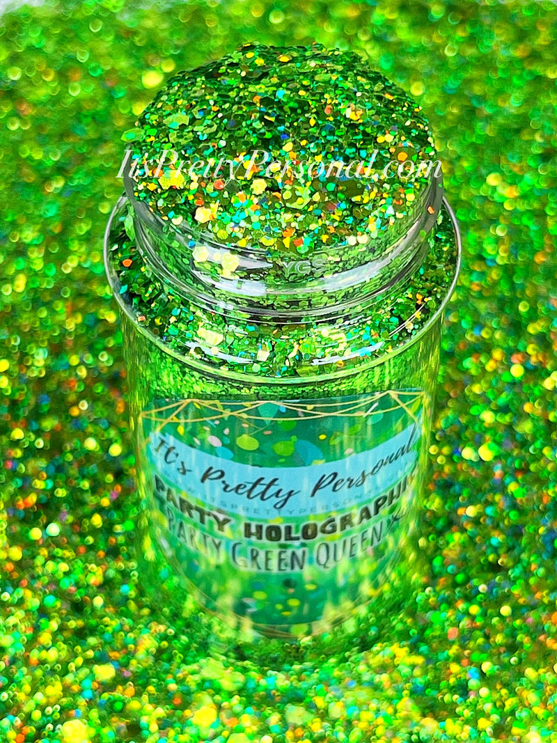 "Party Green Queen XL" -PARTY HOLOGRAPHIC- Green Holographic Glitter