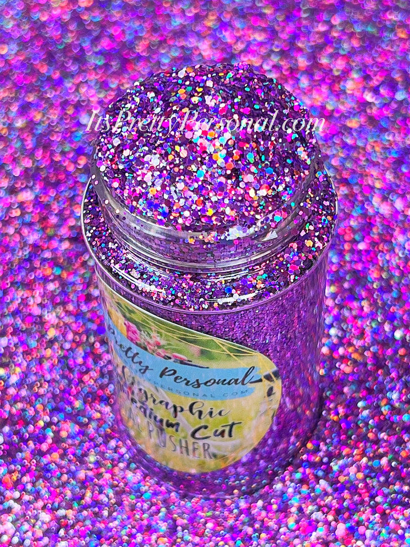 SCHMedium Cut- "Petal Pusher" - Purple Holographic Glitter