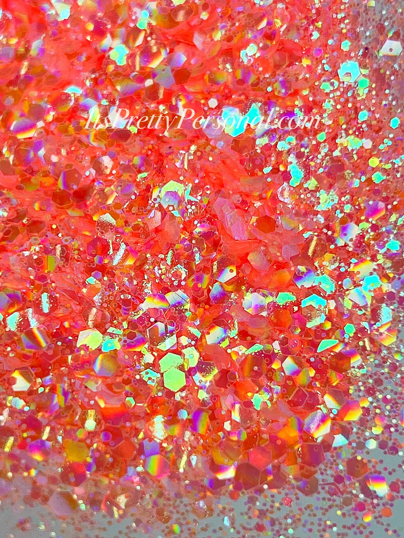 “Coral Charm XL"- Prism Princess- Holographic Coral Glitter