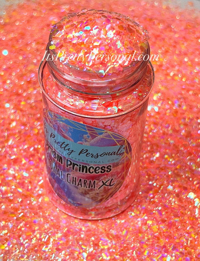 “Coral Charm XL"- Prism Princess- Holographic Coral Glitter