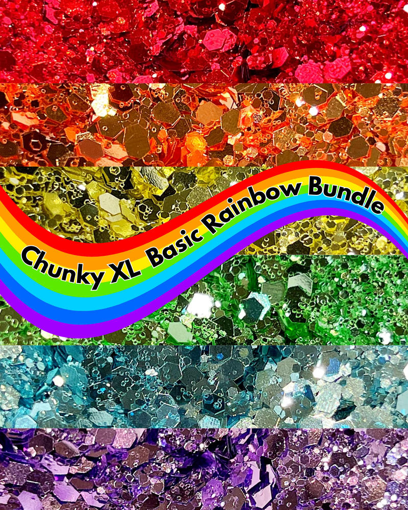 6 pack- CHUNKY XL Basic Rainbow Glitter Collection Discount Pack